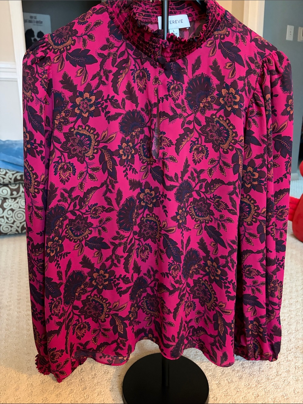 Evereve Floral Print Magenta Blouse
